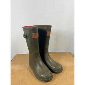 Joules Olive Green Tall Rain Boots Kids / Women’s Size 2 Rubber Wellies Orange